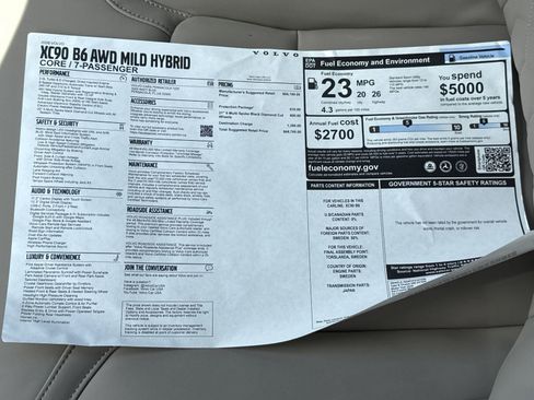 New 2026 Volvo XC90 B6 Core w/ Protection Package image 33