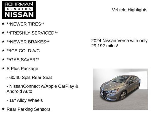 Used 2024 Nissan Versa S w/ S Plus Package FWD image 7