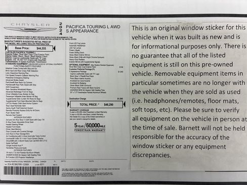 Certified 2024 Chrysler Pacifica Touring-L w/ S Appearance Package AWD/4WD image 2