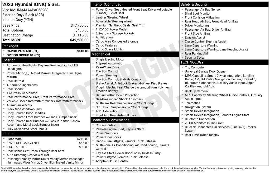 Used 2023 Hyundai Ioniq 6 SEL w/ Cargo Package RWD image 5