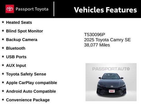 Used 2025 Toyota Camry SE w/ Convenience Package AWD/4WD image 10