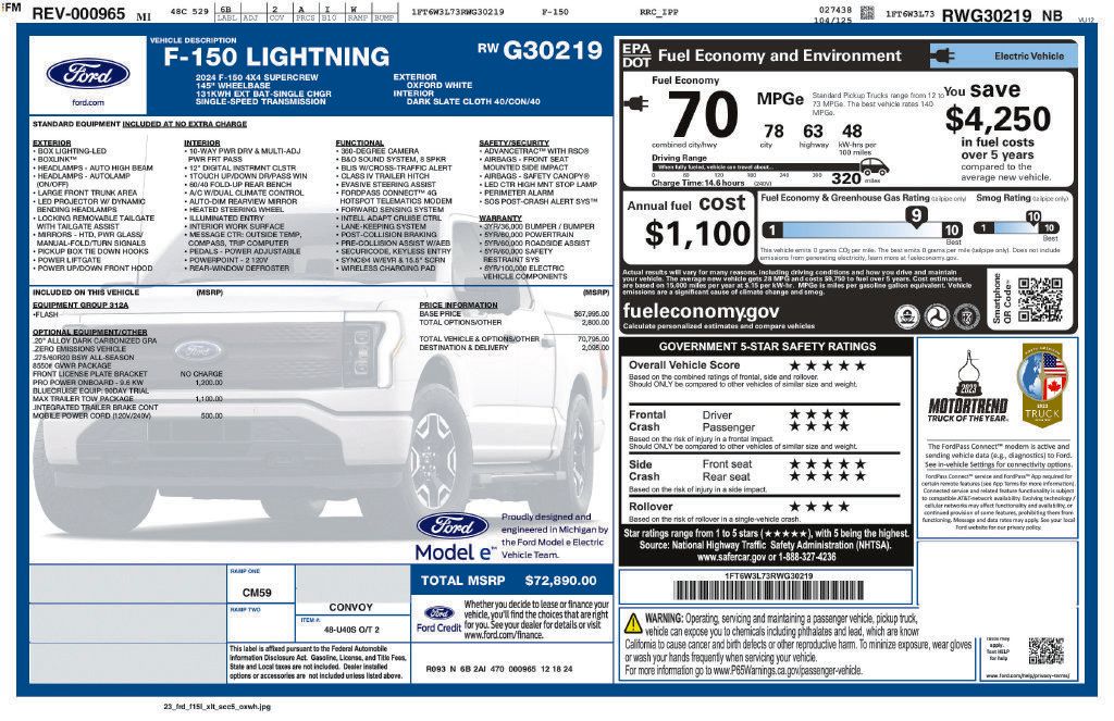 Used 2024 Ford F150 Lightning Flash w/ Max Trailer Tow Package AWD/4WD image 3