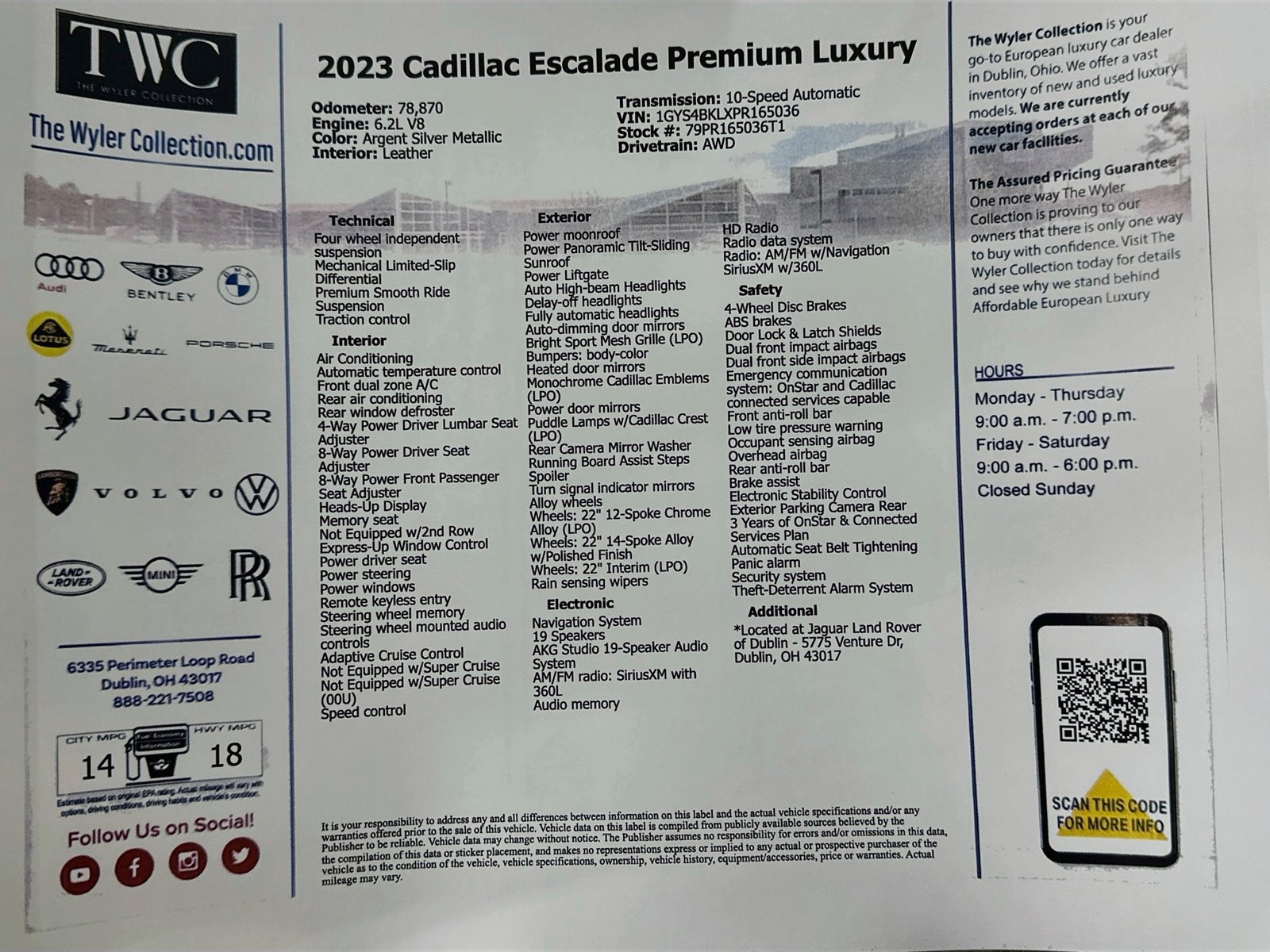 Used 2023 Cadillac Escalade Premium Luxury w/ LPO, Radiant Package AWD/4WD image 49