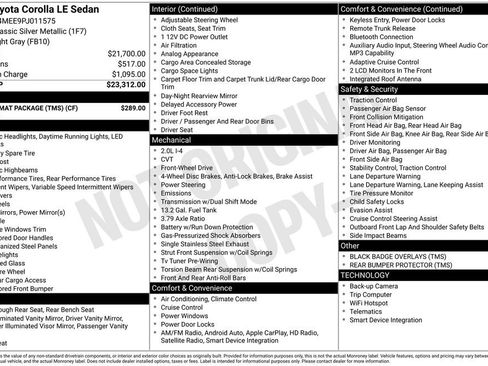 Used 2023 Toyota Corolla LE w/ Carpet Mat Package (TMS) FWD image 16