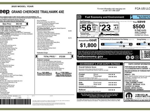 Used 2025 Jeep Grand Cherokee Trailhawk w/ Advanced Protech Group II AWD/4WD image 3