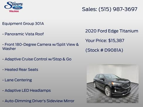 Used 2020 Ford Edge Titanium w/ Equipment Group 301A AWD/4WD image 8