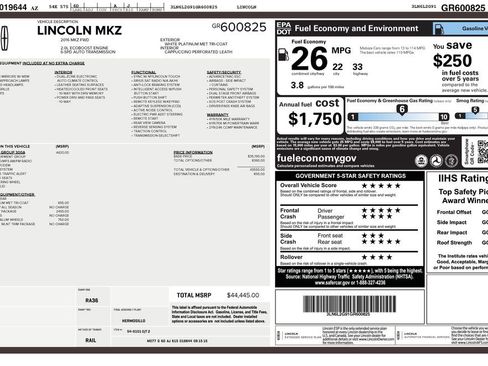 Used 2016 Lincoln MKZ w/ Equipment Group 300A Reserve FWD image 3