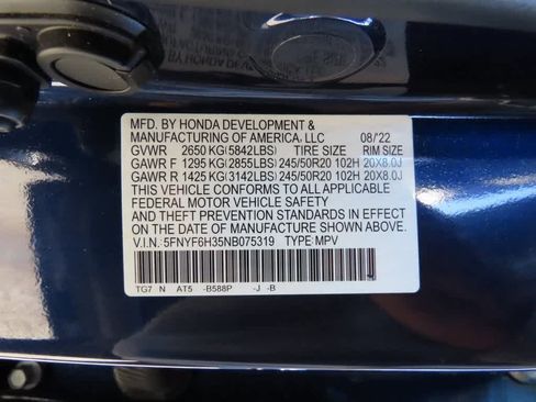 Certified 2022 Honda Pilot Sport image 27