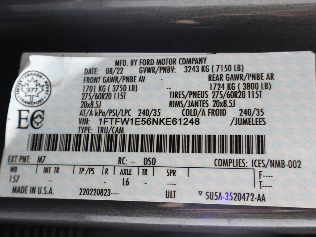 Used 2022 Ford F150 Lariat w/ Equipment Group 502A High AWD/4WD image 60