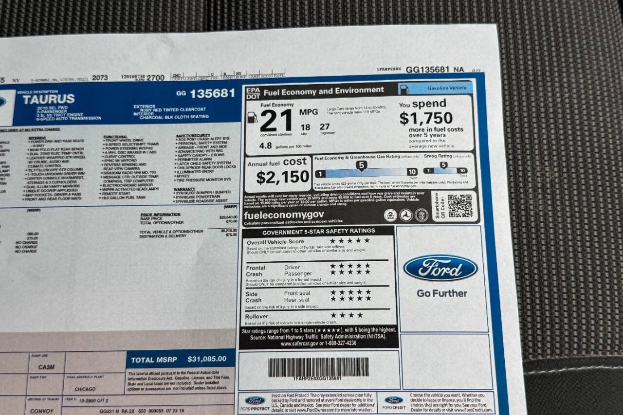 Used 2016 Ford Taurus SEL FWD image 30