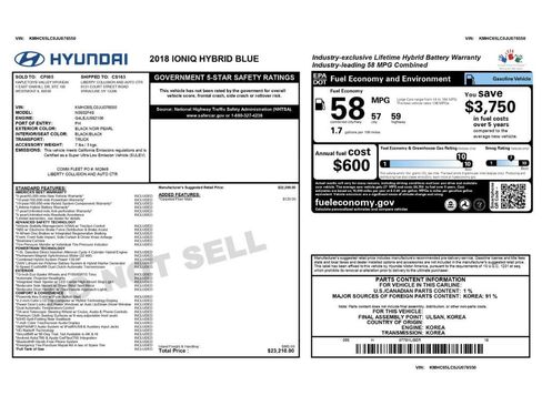 Used 2018 Hyundai Ioniq Blue FWD image 2