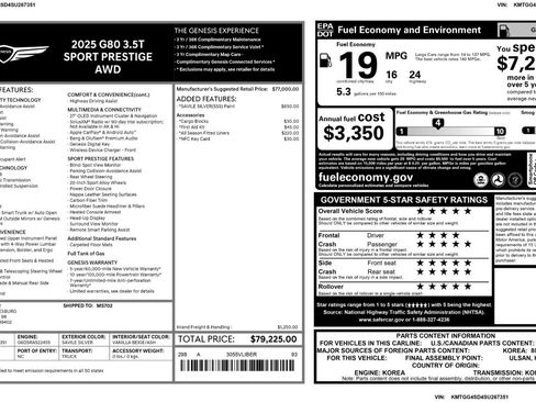 Used 2025 Genesis G80 3.5T Sport Prestige AWD/4WD image 64