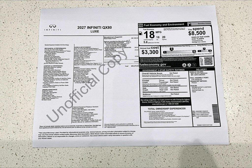 New 2027 INFINITI QX80 Luxe w/ Cargo Package RWD image 42