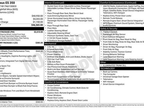 Used 2022 Lexus ES 350 350 w/ Premium Package image 10