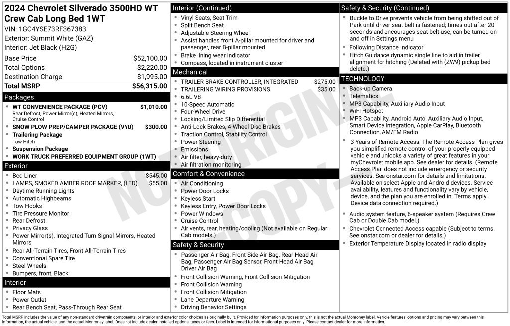 Used 2024 Chevrolet Silverado 3500 W/T w/ WT Convenience Package AWD/4WD image 3