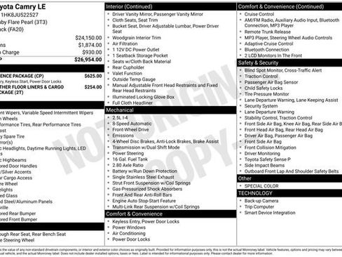 Used 2018 Toyota Camry LE w/ Convenience Package image 10