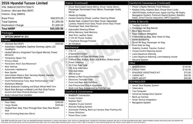 New 2026 Hyundai Tucson Limited AWD/4WD image 30