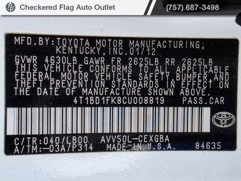Used 2012 Toyota Camry XLE w/ Leather Pkg image 22