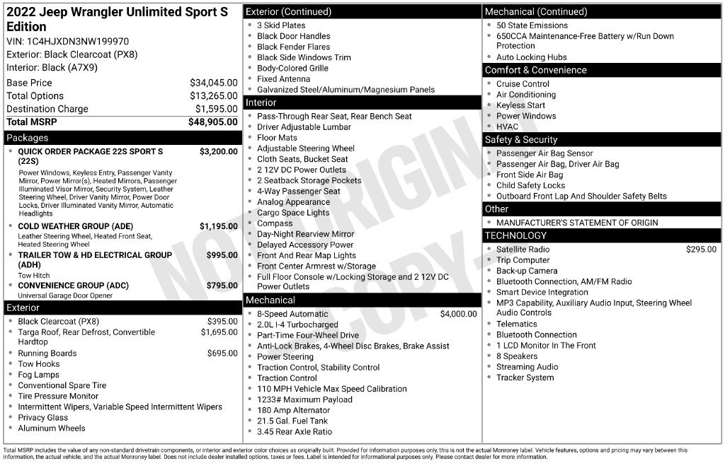 Used 2022 Jeep Wrangler Unlimited Sport AWD/4WD image 2