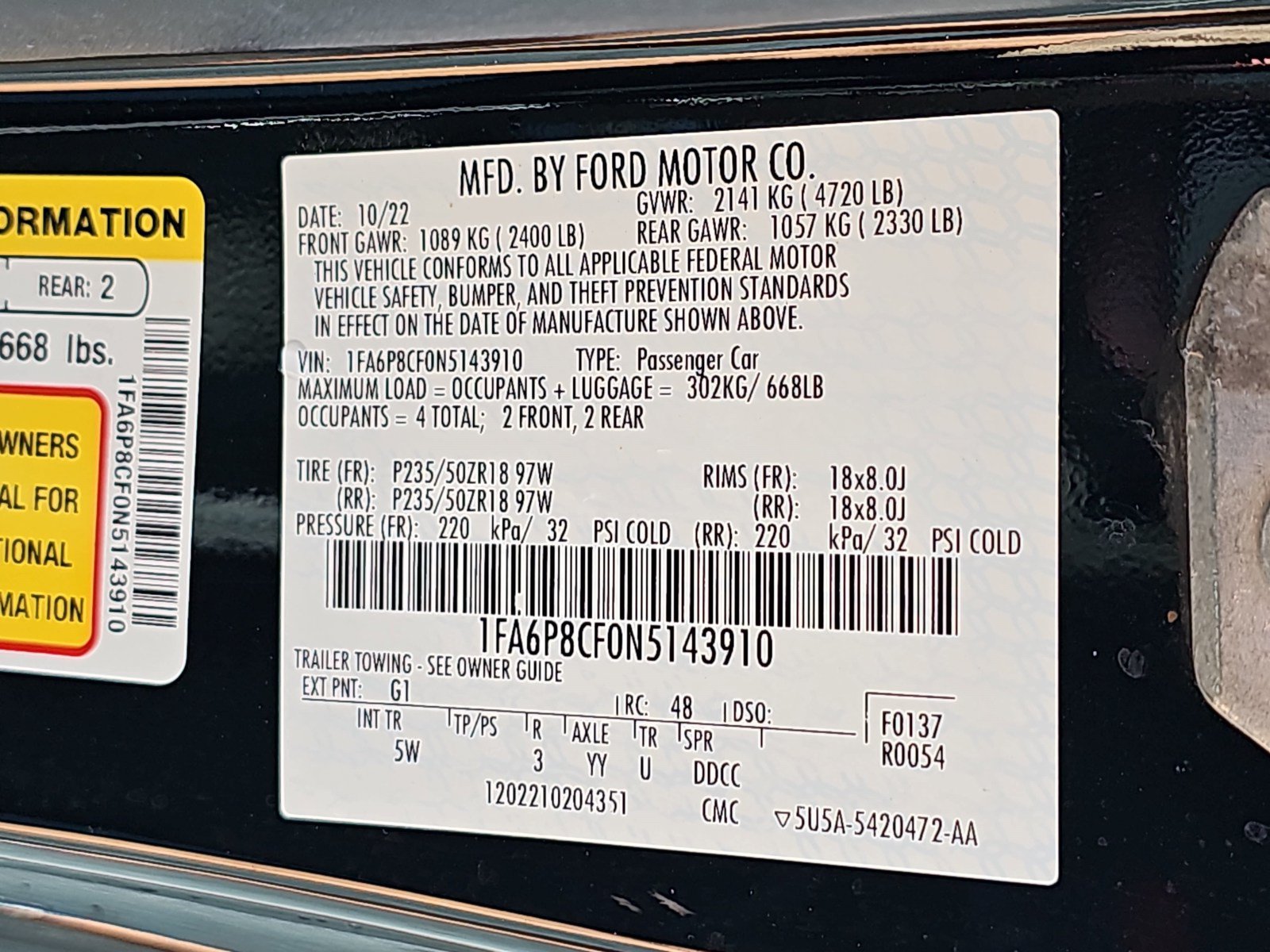 Used 2022 Ford Mustang GT Premium w/ Equipment Group 401A RWD image 34