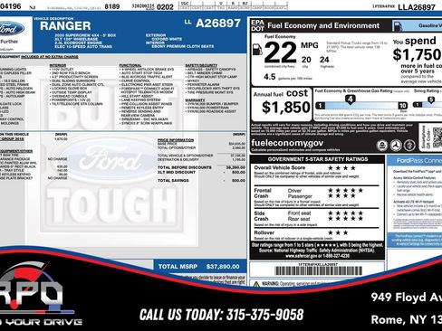 Used 2020 Ford Ranger XLT w/ Equipment Group 301A Mid image 32