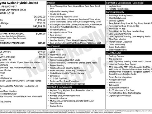 Used 2020 Toyota Avalon Limited w/ Advanced Safety Package FWD image 3