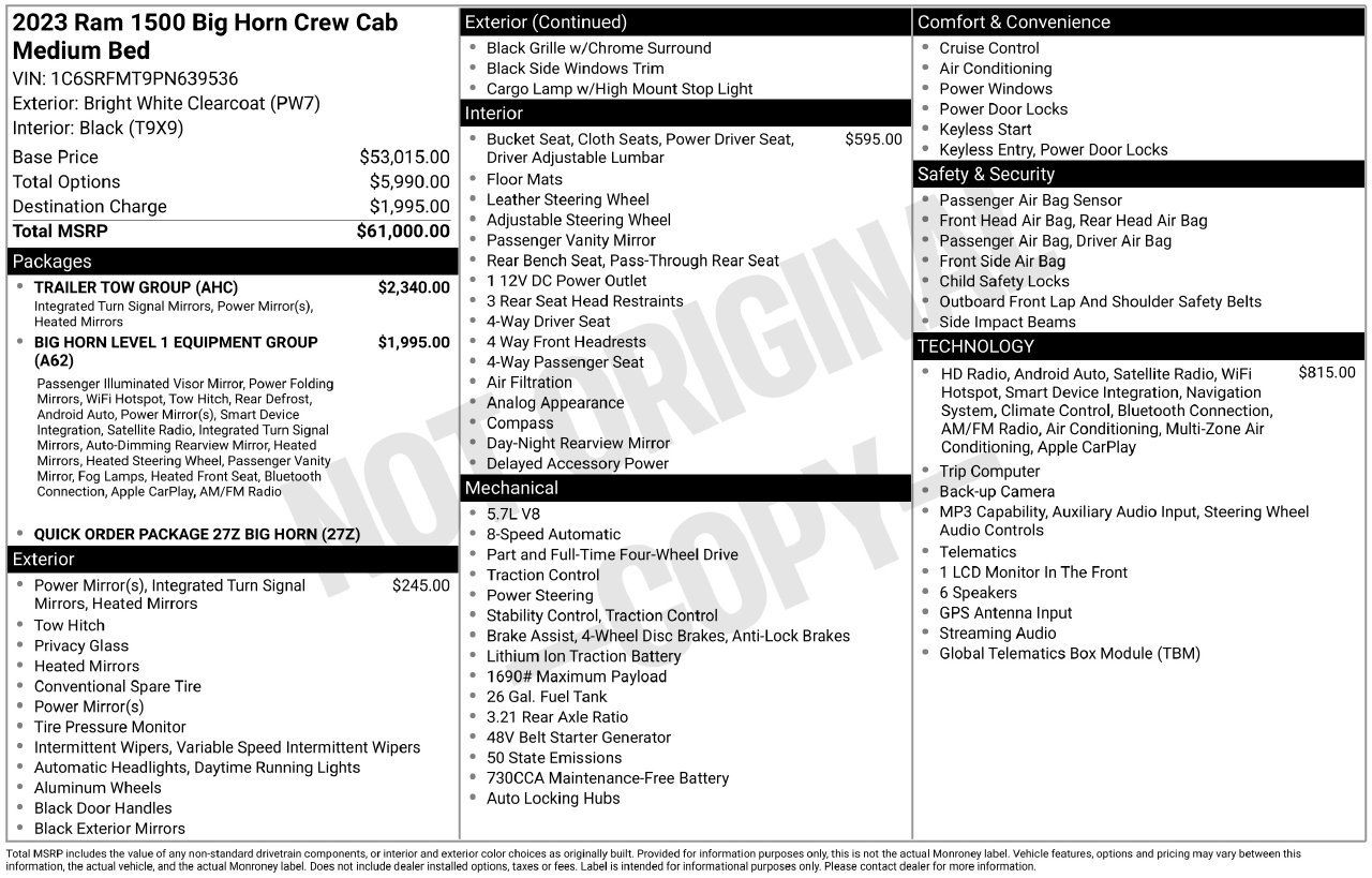 Used 2023 RAM 1500 Big Horn w/ Trailer Tow Group AWD/4WD image 40