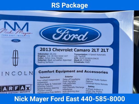 Used 2013 Chevrolet Camaro LT w/ RS Package image 12