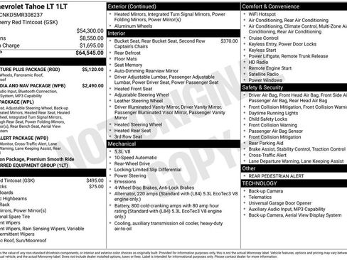 Used 2021 Chevrolet Tahoe LT w/ LT Signature Plus Package RWD image 4
