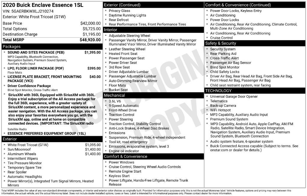 Used 2020 Buick Enclave Essence w/ Sound and Sites Package FWD image 14