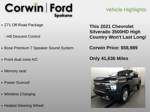 Used 2021 Chevrolet Silverado 3500 High Country w/ Z71 Off-Road Package image 6