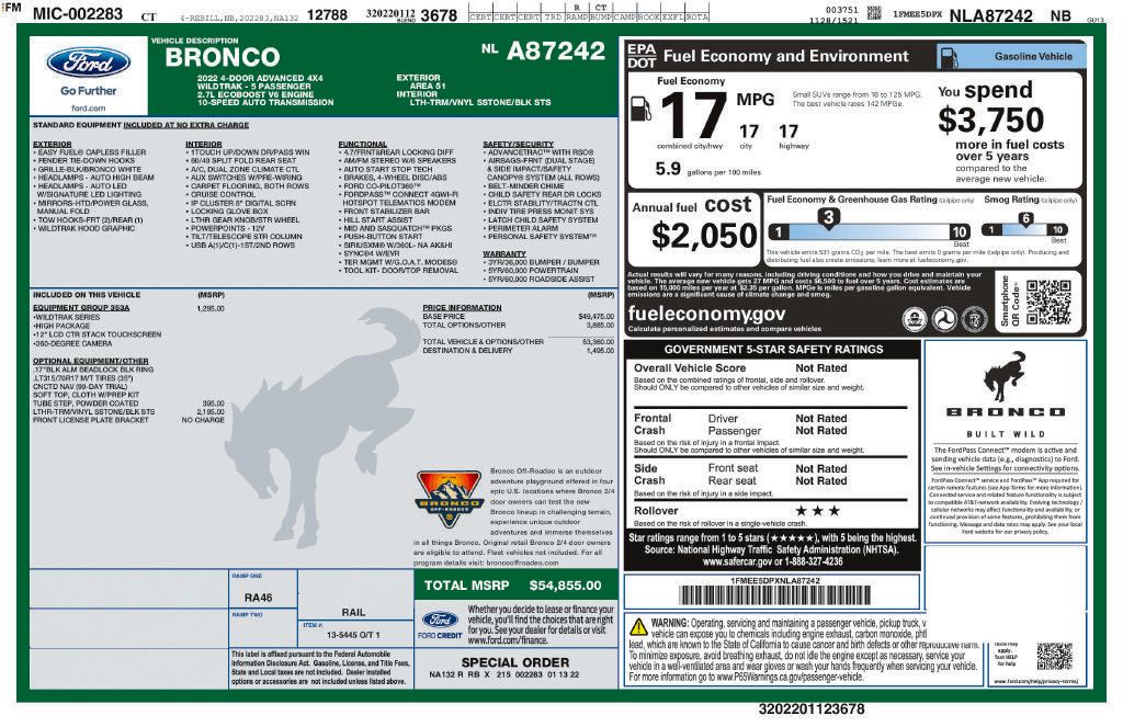 Certified 2022 Ford Bronco Wildtrak AWD/4WD image 32