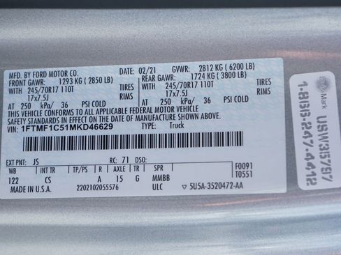 Used 2021 Ford F150 XL w/ Equipment Group 101A High RWD image 46