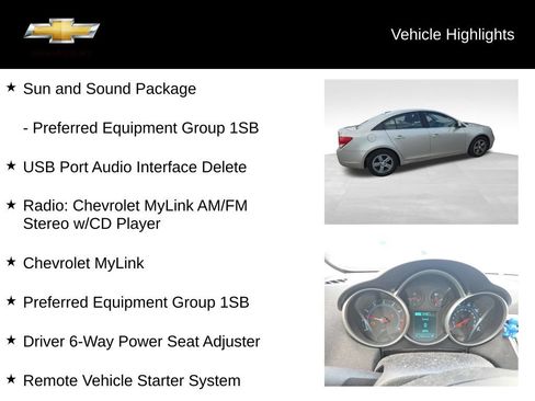 Used 2015 Chevrolet Cruze LT w/ Sun And Sound Package FWD image 11