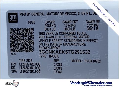 New 2026 Chevrolet Silverado 1500 W/T w/ WT Safety Package AWD/4WD image 23