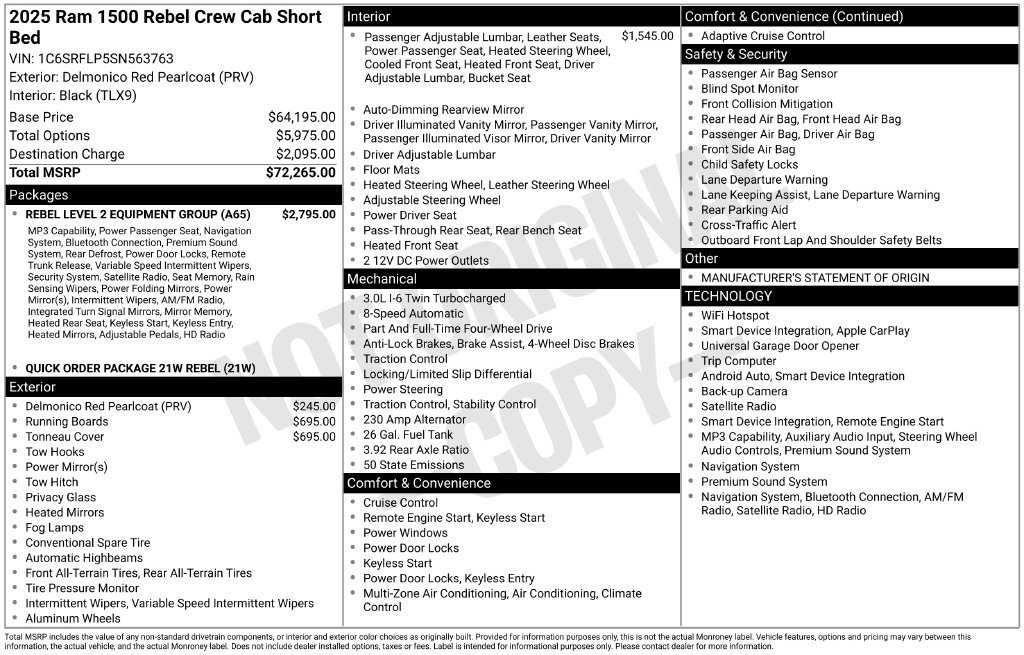 Used 2025 RAM 1500 Rebel w/ Rebel Level 2 Equipment Group AWD/4WD image 35