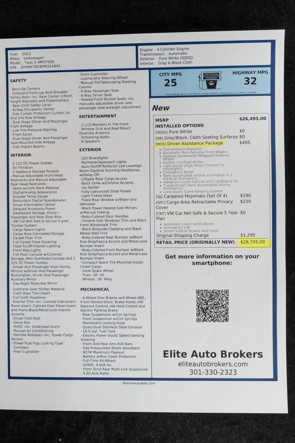 Used 2023 Volkswagen Taos S w/ Driver Assistance Package AWD/4WD image 42
