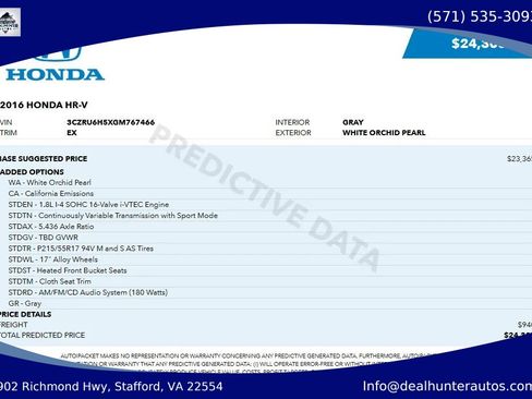 Used 2016 Honda HR-V EX image 1