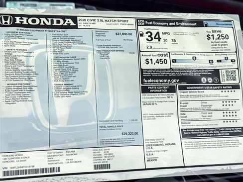 New 2026 Honda Civic Sport image 31