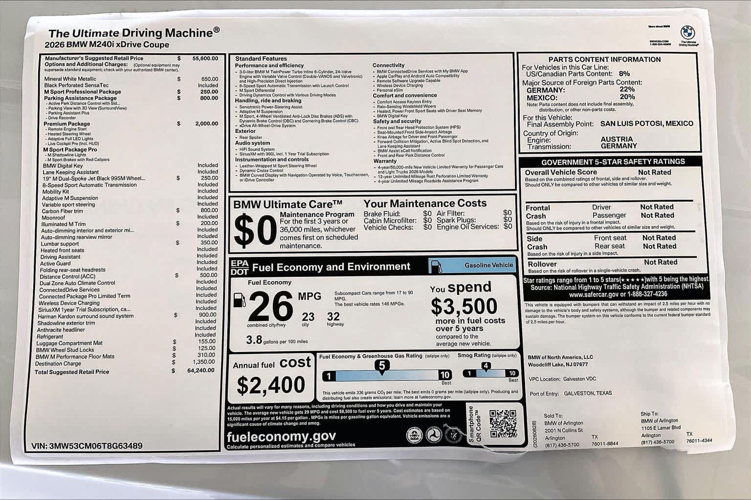 New 2026 BMW M240i xDrive Coupe w/ Premium Package AWD/4WD image 19