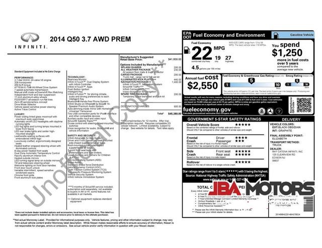Used 2014 INFINITI Q50 Premium w/ Navigation Package AWD/4WD image 60