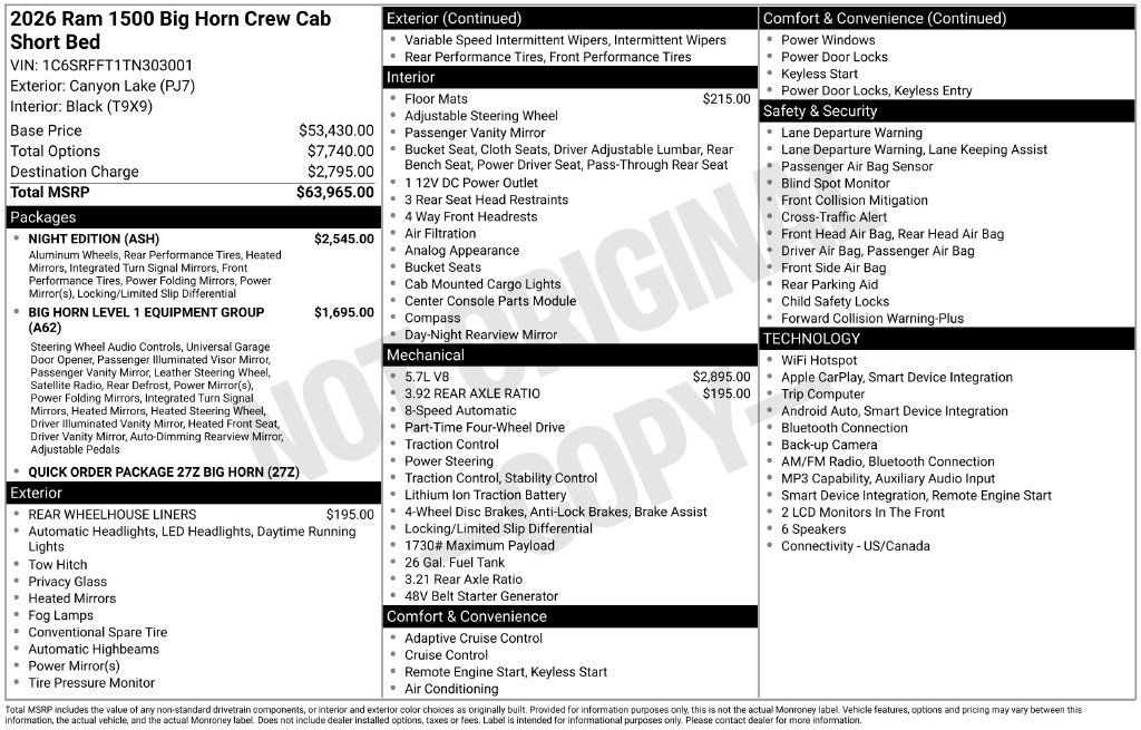 Used 2026 RAM 1500 Big Horn w/ Night Edition AWD/4WD image 30
