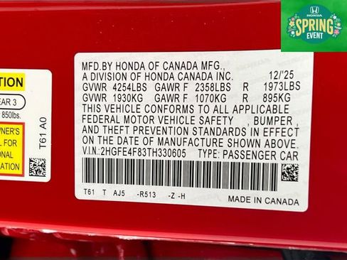 New 2026 Honda Civic Sport Touring image 33