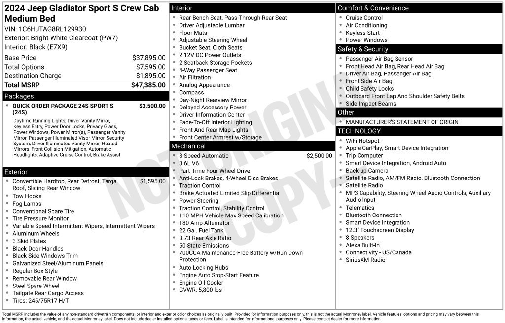 Used 2024 Jeep Gladiator Sport AWD/4WD image 41