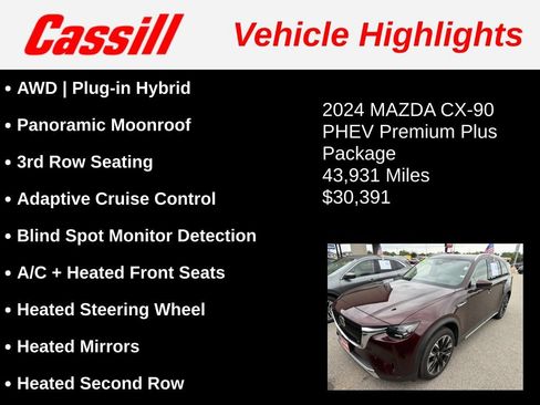 Used 2024 MAZDA CX-90 Plug-In Hybrid w/ Premium Plus AWD/4WD image 3