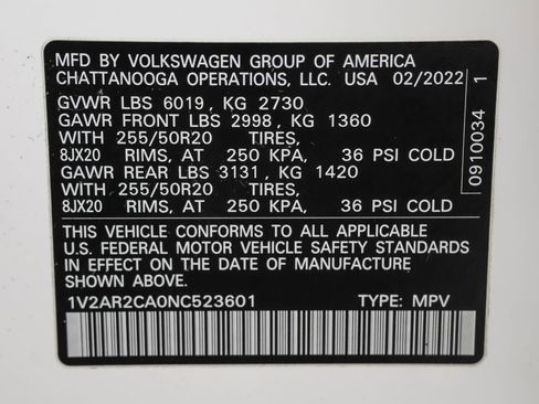 Used 2022 Volkswagen Atlas SEL R-Line AWD/4WD image 53