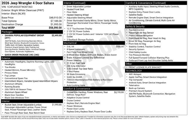 New 2026 Jeep Wrangler Unlimited Sahara AWD/4WD image 31