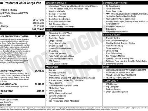 Used 2024 RAM ProMaster 3500 w/ Quick Order Package 22H SLT+ image 42