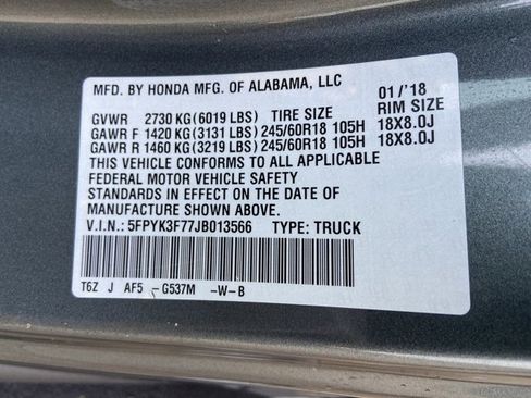 Used 2018 Honda Ridgeline RTL-E image 32