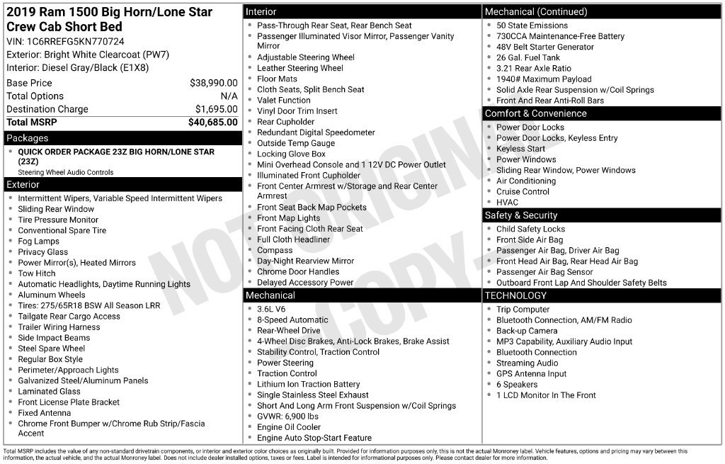 Used 2019 RAM 1500 Big Horn RWD image 8